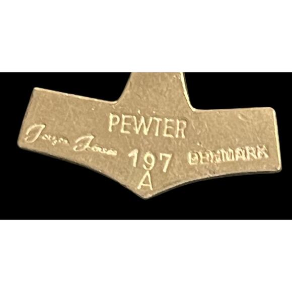 VTG JORGEN JENSEN DENMARK PEWTER THOR'S HAMMER PENDANT ON CHAIN VIKING NECKLACE - Picture 4 of 9